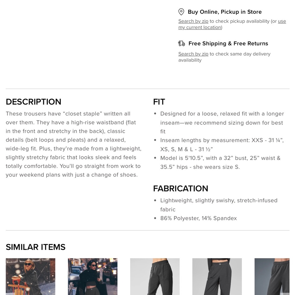 ALO high waist pursuit trouser (PRICEDROP) - Picture 4 of 6